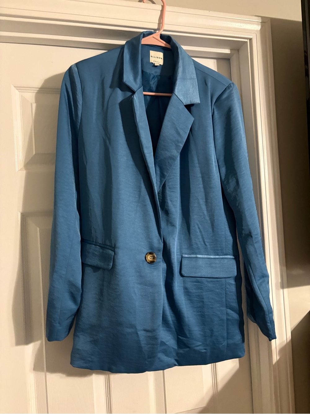 Ellison Teal-Blue Single-Button Blazer